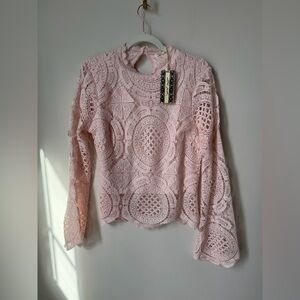 Viral Long sleeve Pink Lace Top